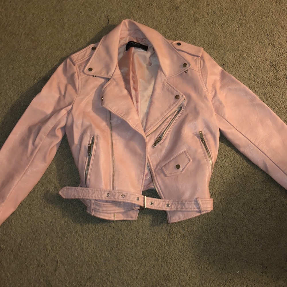 Zara pink moto jacket